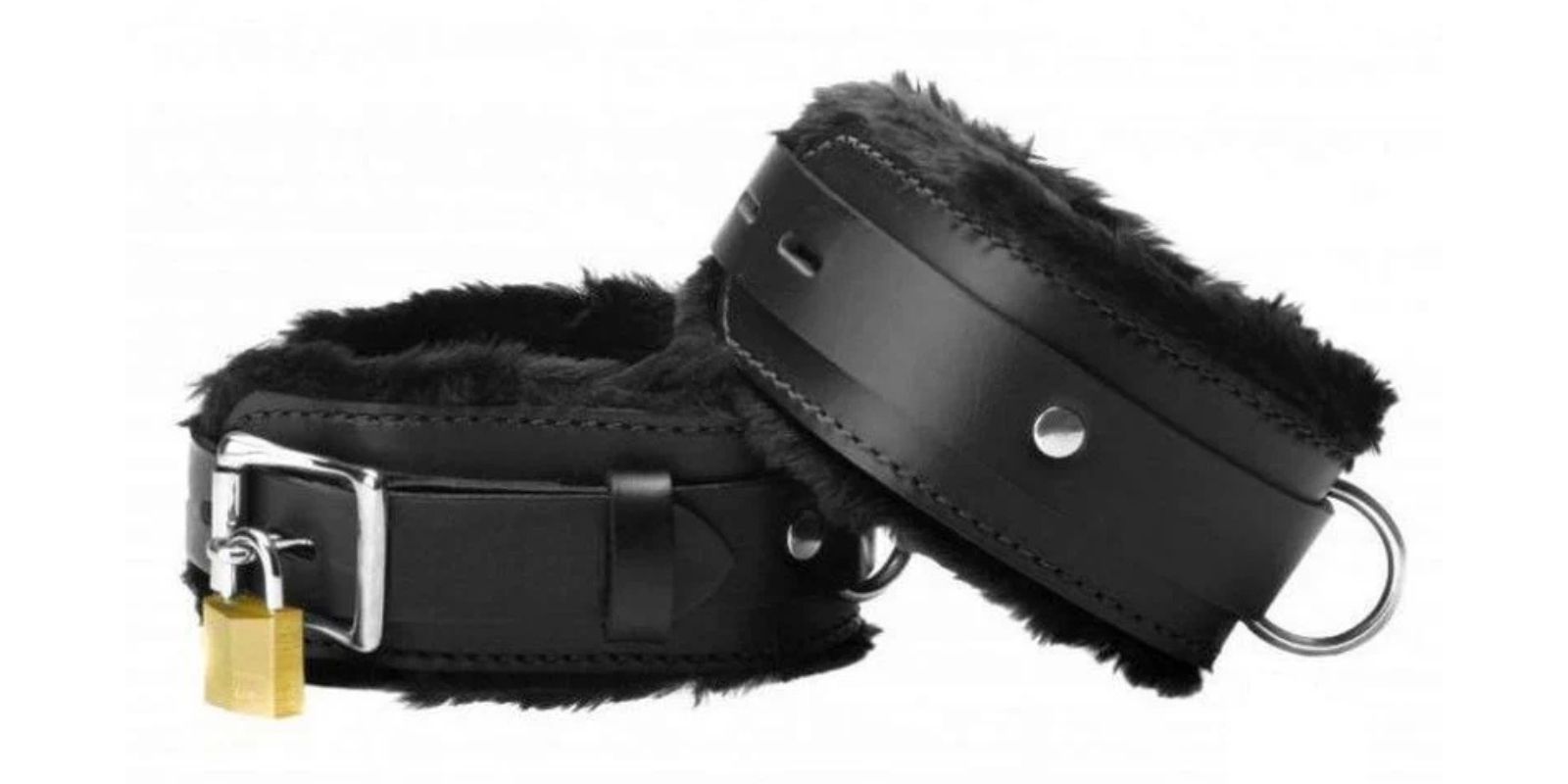 Hells Couture Premium Bondage Wrist Restraints - Leather and Fur Delight | Hell's Couture Hells Couture Leather